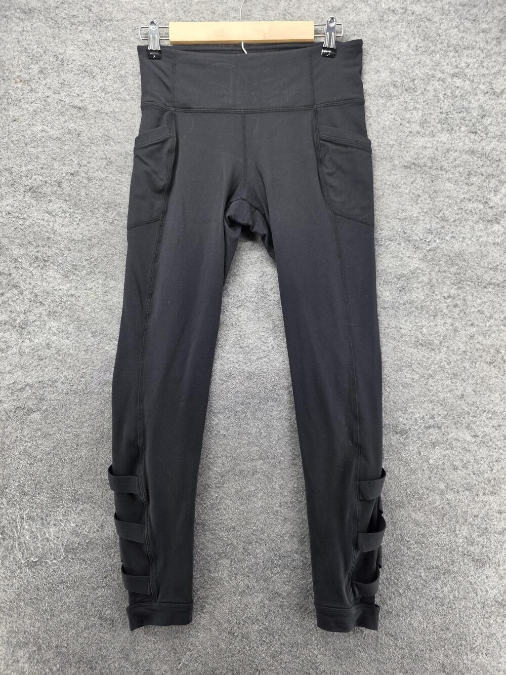 Athleta Leggings Womens M Black Ankle High Rise Pockets Yoga Nylon Spandex